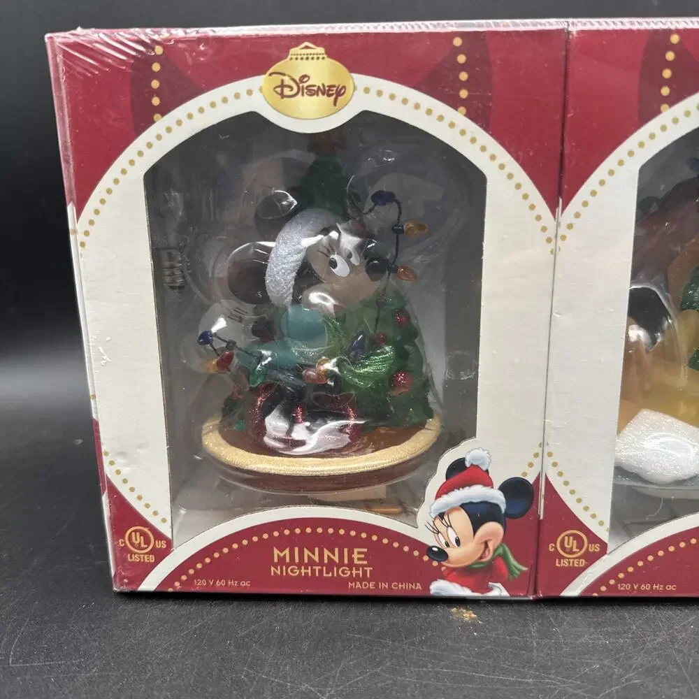 Disney Mickey & Friends Christmas Nightlights Mickey Minnie Pluto Set of 3 NEW